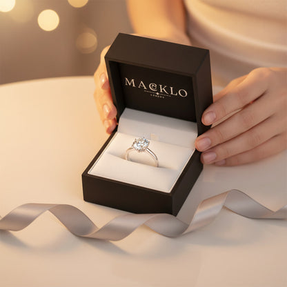Moissanite Solitaire Ring – 2ct to 4ct D Color VVS1, 925 Sterling Silver – The Kensington Solitaire | Macklo London