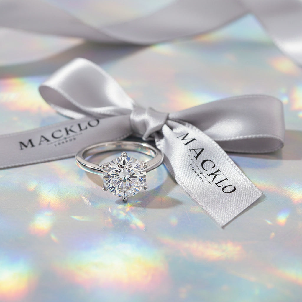 Moissanite Solitaire Ring – 2ct to 4ct D Color VVS1, 925 Sterling Silver – The Kensington Solitaire | Macklo London