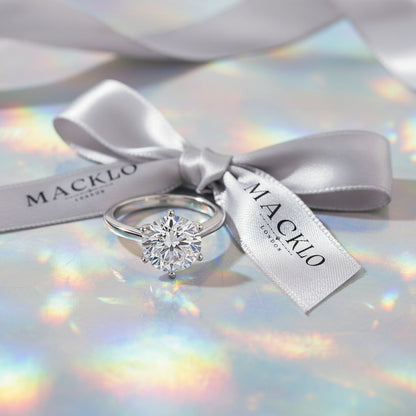 Moissanite Solitaire Ring – 2ct to 4ct D Color VVS1, 925 Sterling Silver – The Kensington Solitaire | Macklo London