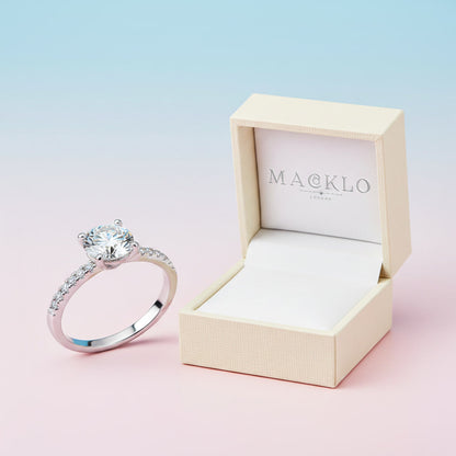 Moissanite Hidden Halo Ring 2ct 8mm D Color VVS1 – 925 Sterling Silver – The Kensington Crown | Macklo London
