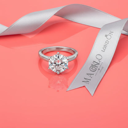 Moissanite Solitaire Ring – 2ct to 4ct D Color VVS1, 925 Sterling Silver – The Kensington Solitaire | Macklo London