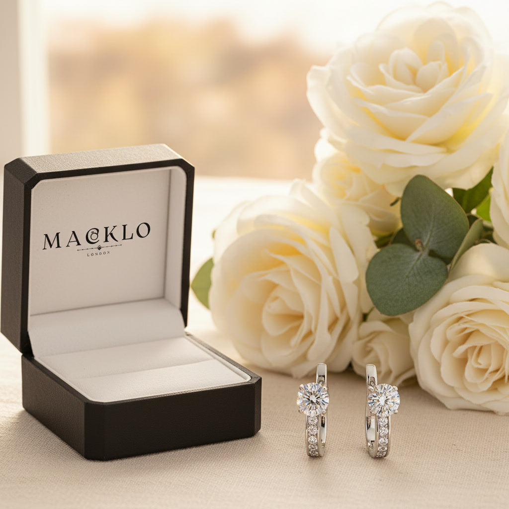 Moissanite U-Shaped Hoop Earrings 2ct D Color VVS1 – 925 Sterling Silver – The Mayfair U Hoops | Macklo London