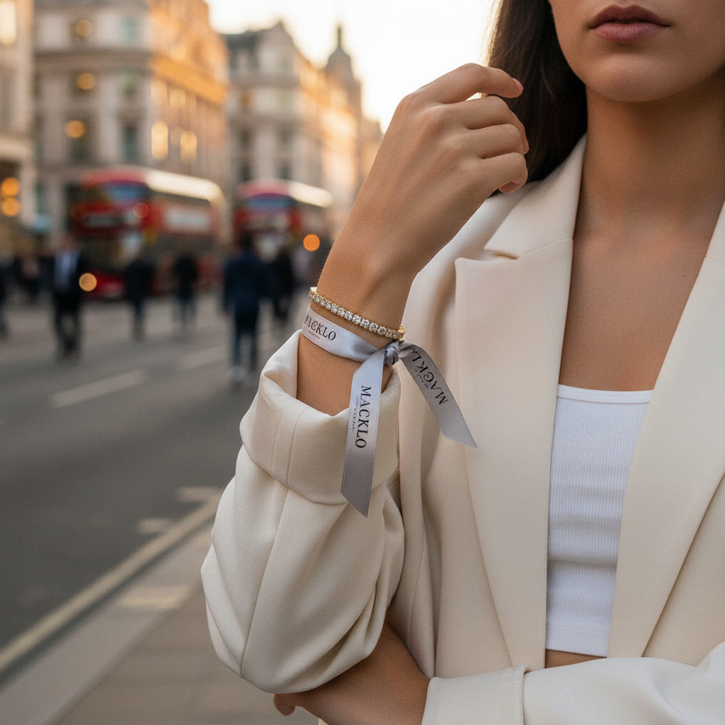 Moissanite Tennis Chain Bracelet 5.6ct 3mm – 14K Gold Plated 925 Silver – The Mayfair Tennis Chain | Macklo London
