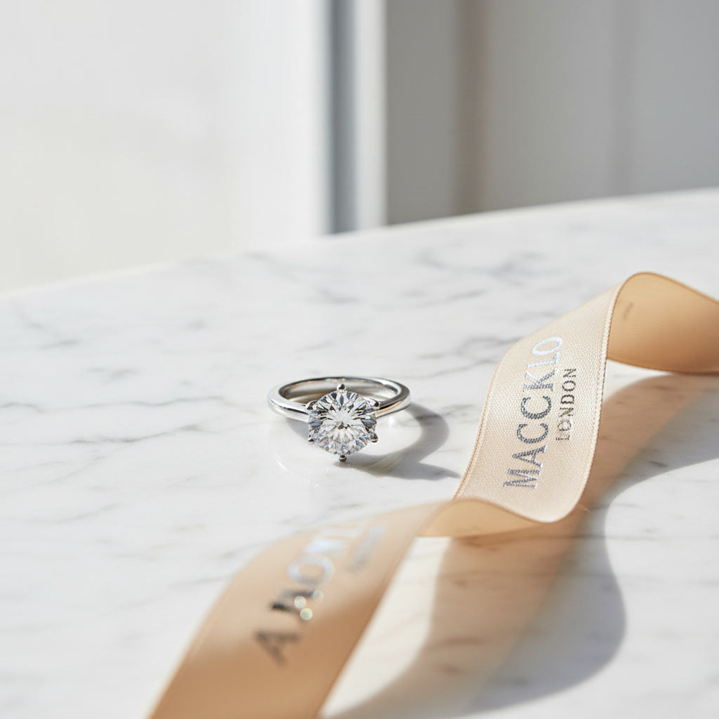 Moissanite Solitaire Ring – 2ct to 4ct D Color VVS1, 925 Sterling Silver – The Kensington Solitaire | Macklo London