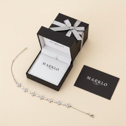Moissanite Flower Charm Bracelet – 0.5ct 14K Gold Plated, 925 Sterling Silver – The Mayfair Flower | Macklo London