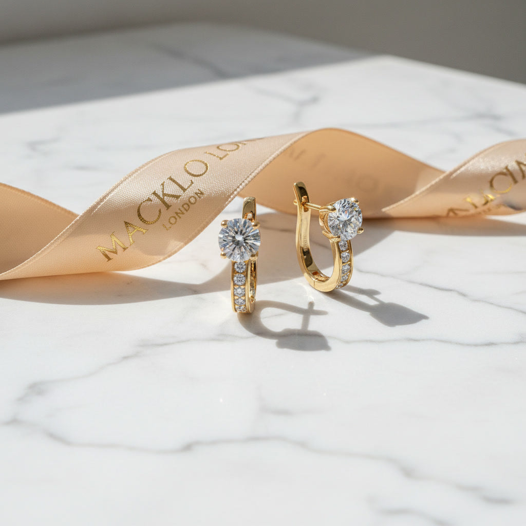 Moissanite U-Shaped Hoop Earrings 2ct D Color VVS1 – 925 Sterling Silver – The Mayfair U Hoops | Macklo London