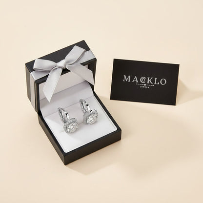 Moissanite Halo Hoop Earrings 2.18ct D Color VVS1 – 925 Sterling Silver – The Kensington Halo Hoops | Macklo London