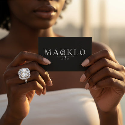 Moissanite Square Halo Ring 2ct 8mm D Color VVS1 – 925 Sterling Silver – The Belgravia Square | Macklo London