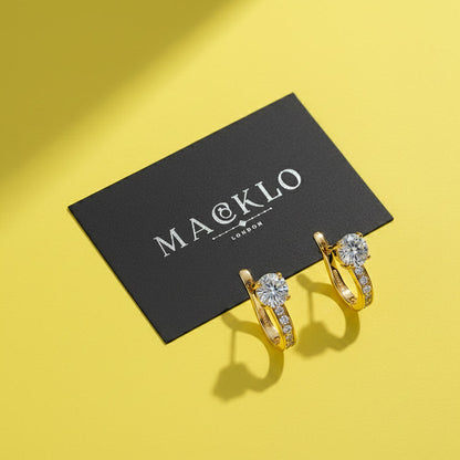 Moissanite U-Shaped Hoop Earrings 2ct D Color VVS1 – 925 Sterling Silver – The Mayfair U Hoops | Macklo London