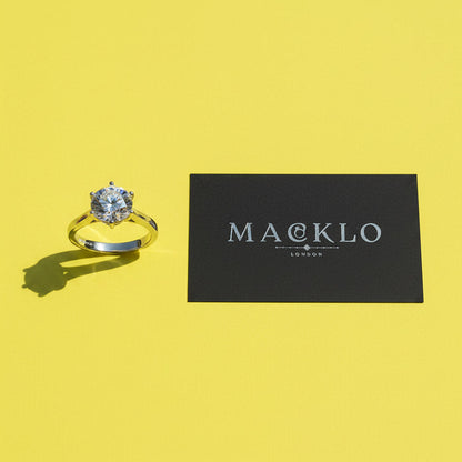 Moissanite Solitaire Ring – 2ct to 4ct D Color VVS1, 925 Sterling Silver – The Kensington Solitaire | Macklo London