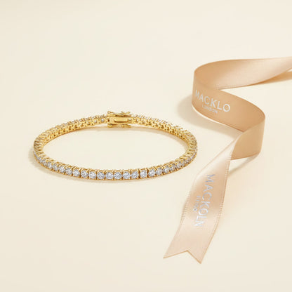 Moissanite Tennis Chain Bracelet 5.6ct 3mm – 14K Gold Plated 925 Silver – The Mayfair Tennis Chain | Macklo London