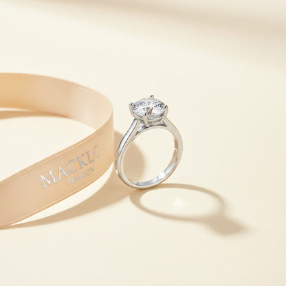 Moissanite Solitaire Ring – 2ct to 4ct D Color VVS1, 925 Sterling Silver – The Kensington Solitaire | Macklo London
