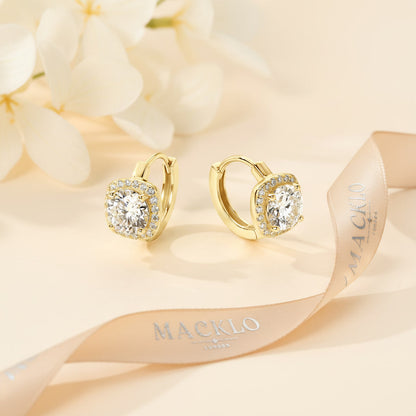 Moissanite Halo Hoop Earrings 2.18ct D Color VVS1 – 925 Sterling Silver – The Kensington Halo Hoops | Macklo London