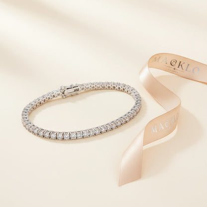 Moissanite Tennis Chain Bracelet 5.6ct 3mm – 14K Gold Plated 925 Silver – The Mayfair Tennis Chain | Macklo London