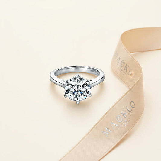 Moissanite Solitaire Ring – 2ct to 4ct D Color VVS1, 925 Sterling Silver – The Kensington Solitaire | Macklo London