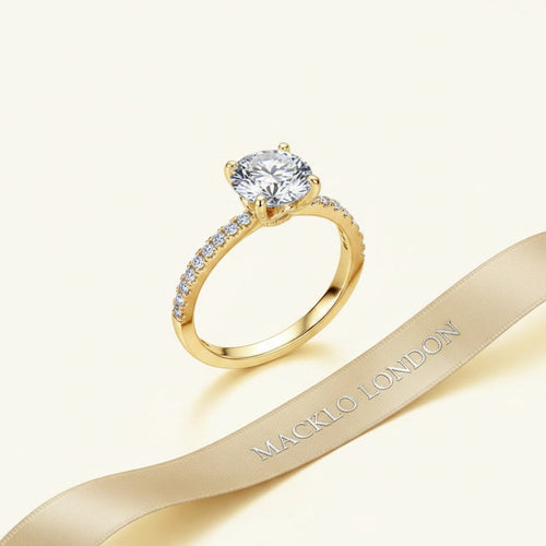Moissanite Hidden Halo Ring 2ct 8mm D Color VVS1 – 925 Sterling Silver – The Kensington Crown | Macklo London
