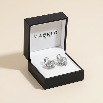 Moissanite Halo Hoop Earrings 2.18ct D Color VVS1 – 925 Sterling Silver – The Kensington Halo Hoops | Macklo London