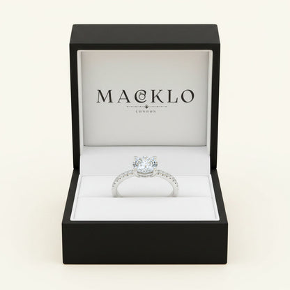 Moissanite Hidden Halo Ring 2ct 8mm D Color VVS1 – 925 Sterling Silver – The Kensington Crown | Macklo London