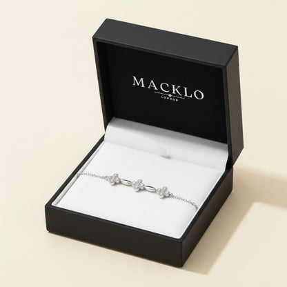 Moissanite Flower Charm Bracelet – 0.5ct 14K Gold Plated, 925 Sterling Silver – The Mayfair Flower | Macklo London