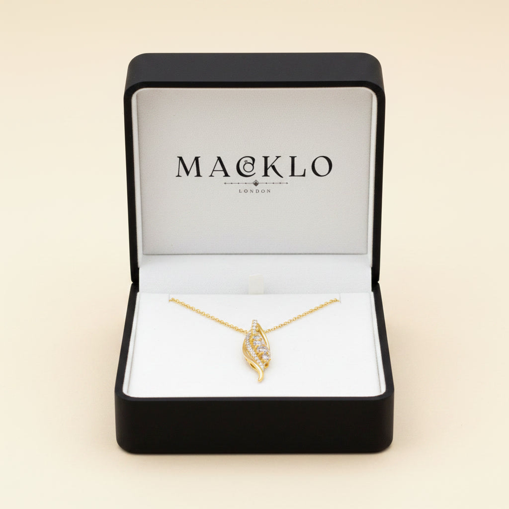 Moissanite Curve Pendant Necklace – 0.56ct D Color VVS1, 925 Sterling Silver – The Belgravia Curve | Macklo London