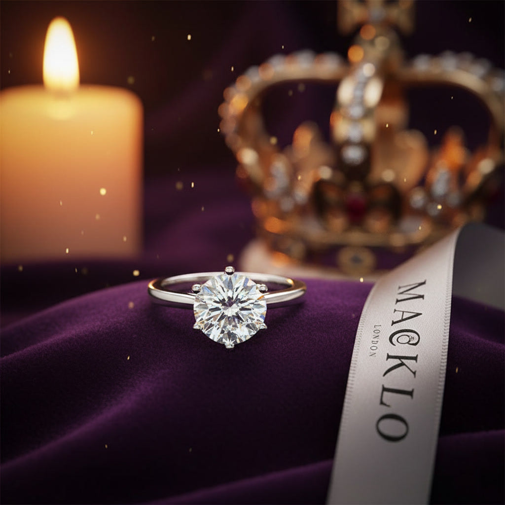 Moissanite Solitaire Ring – 2ct to 4ct D Color VVS1, 925 Sterling Silver – The Kensington Solitaire | Macklo London