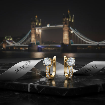 Moissanite U-Shaped Hoop Earrings 2ct D Color VVS1 – 925 Sterling Silver – The Mayfair U Hoops | Macklo London
