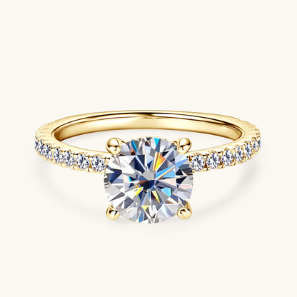 Moissanite Engagement Ring 2ct Hidden Halo – 8mm D Color VVS1 – 925 Sterling Silver