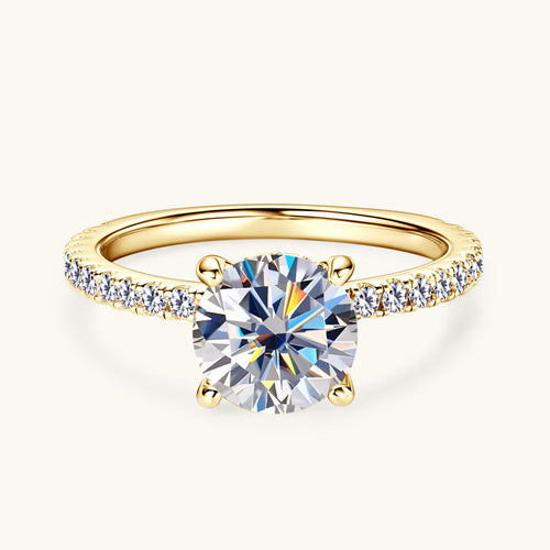 Hidden Halo Moissanite Engagement Ring 2ct - 8mm D VVS1 Solitaire Alternative - 925 Silver | Macklo London