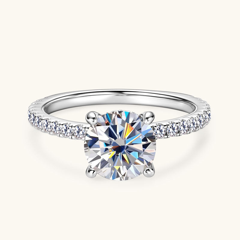 Moissanite Engagement Ring 2ct Hidden Halo – 8mm D Color VVS1 – 925 Sterling Silver
