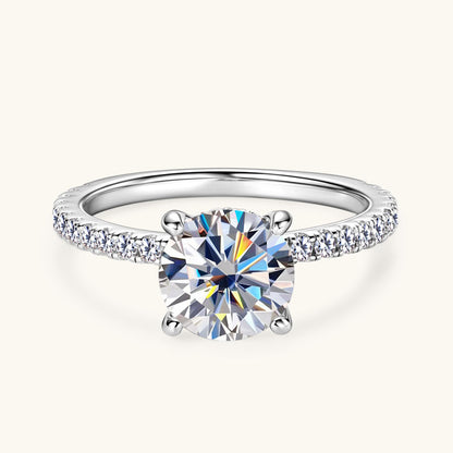 Moissanite Engagement Ring 2ct Hidden Halo – 8mm D Color VVS1 – 925 Sterling Silver