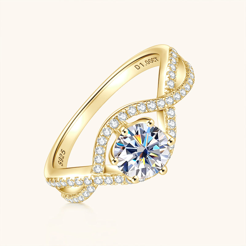 Moissanite Infinity Twist Engagement Ring – 1ct D Color VVS1, 925 Sterling Silver – The Belgravia Twist | Macklo London