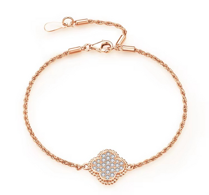 The Lucky Clover Bracelet – Moissanite Pavé, 925 Sterling Silver, 18K Gold Plated | Macklo London