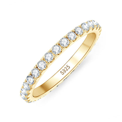 Moissanite Eternity Ring 2mm Full Pavé – 925 Sterling Silver – Belgravia
