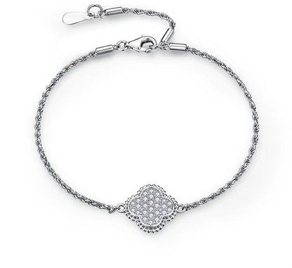 The Lucky Clover Bracelet – Moissanite Pavé, 925 Sterling Silver, 18K Gold Plated | Macklo London