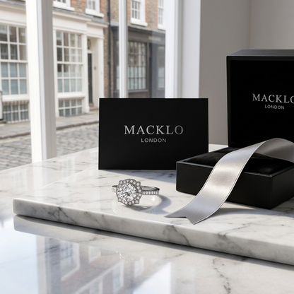 Moissanite Halo Ring 1ct D Color VVS1 925 Sterling Silver – The Crown | Macklo London