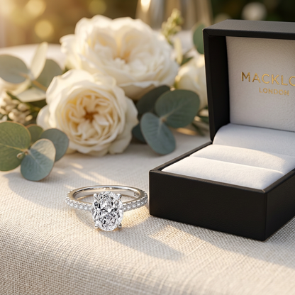 Moissanite Oval Eternity Band – 3ct D Color VVS1, 925 Sterling Silver – The Belgravia Eternity | Macklo London