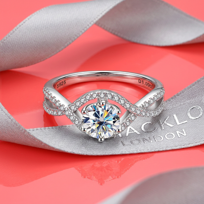 Moissanite Infinity Twist Engagement Ring – 1ct D Color VVS1, 925 Sterling Silver – The Belgravia Twist | Macklo London
