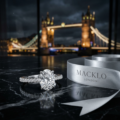Moissanite Oval Eternity Band – 3ct D Color VVS1, 925 Sterling Silver – The Belgravia Eternity | Macklo London