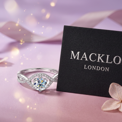 Moissanite Infinity Twist Engagement Ring – 1ct D Color VVS1, 925 Sterling Silver – The Belgravia Twist | Macklo London