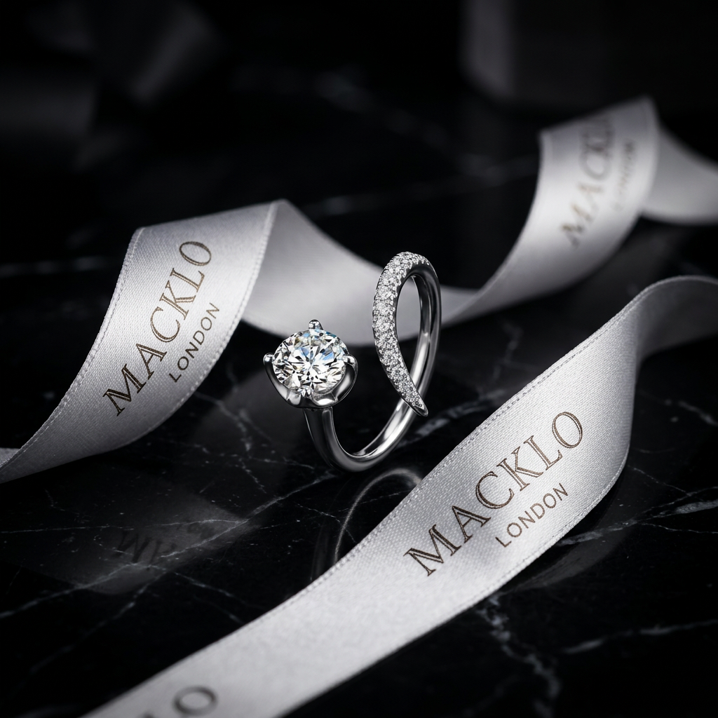 The Victoria Open Ring – 1ct Moissanite, 925 Sterling Silver, 18K White Gold Plated | Macklo London
