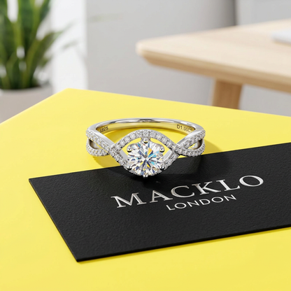 Moissanite Infinity Twist Engagement Ring – 1ct D Color VVS1, 925 Sterling Silver – The Belgravia Twist | Macklo London