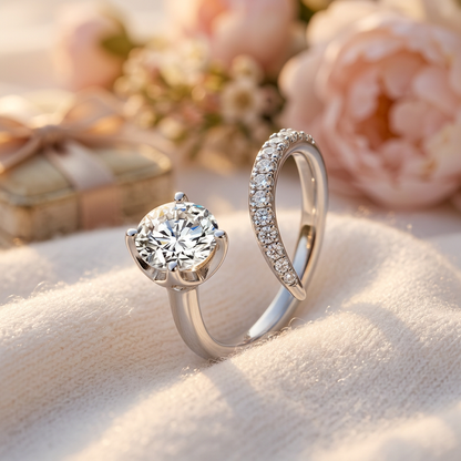 The Victoria Open Ring – 1ct Moissanite, 925 Sterling Silver, 18K White Gold Plated | Macklo London
