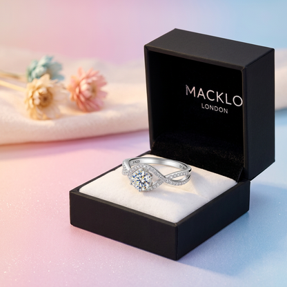 Moissanite Infinity Twist Engagement Ring – 1ct D Color VVS1, 925 Sterling Silver – The Belgravia Twist | Macklo London