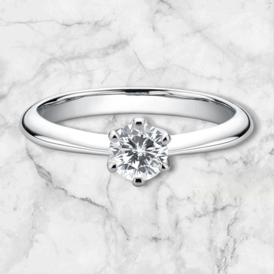 Luna Solitaire Ring – 0.5ct to 3ct Moissanite, 925 Sterling Silver, GRA Certified