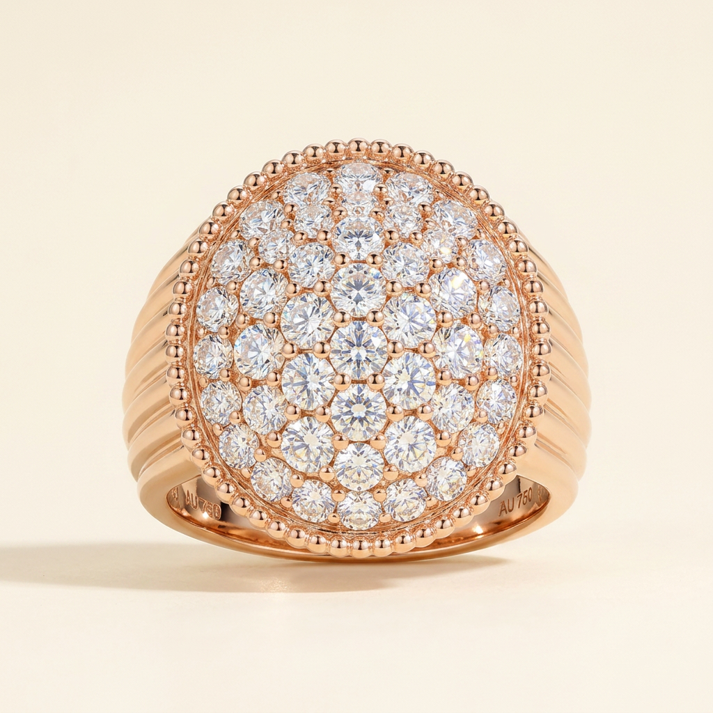 Moissanite Ring Rose Gold Pavé Dome 925 Sterling Silver D Color – The Mayfair Dome | Macklo London
