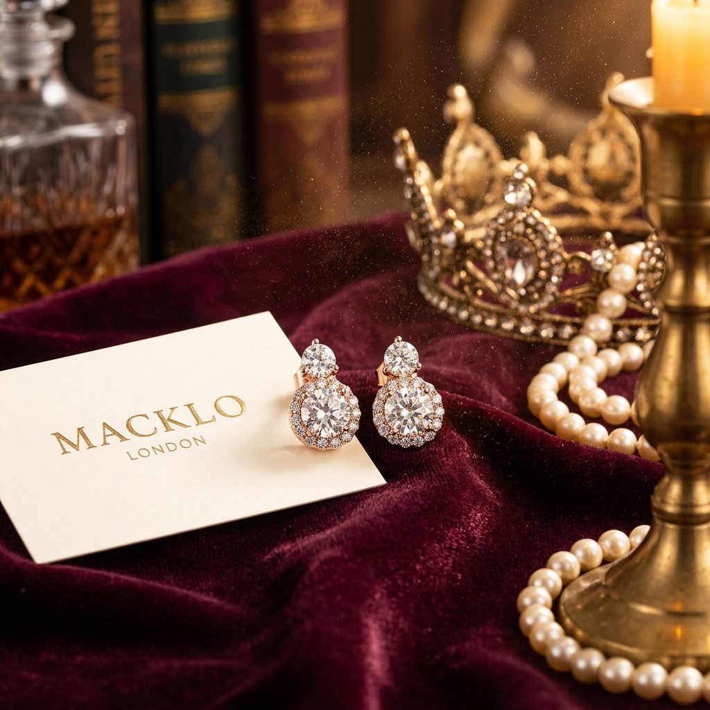 Moissanite Drop Earrings 5mm Halo Rose Gold 925 Sterling Silver – The Chelsea | Macklo London