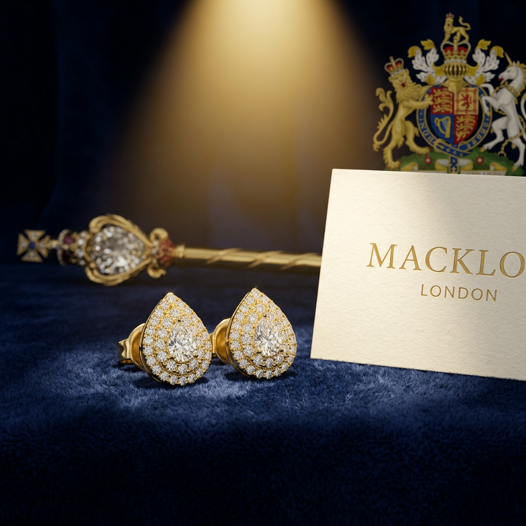 Moissanite Pear Earrings Pavé Cluster 18K Gold 925 Sterling Silver – The Victoria Pear | Macklo London