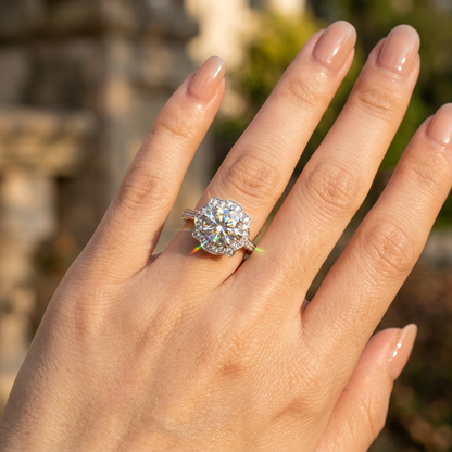 Moissanite Halo Ring 1ct D Color VVS1 925 Sterling Silver – The Crown | Macklo London