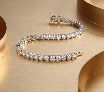 Moissanite Tennis Bracelet 3mm 4mm D Color VVS1 925 Sterling Silver – The Mayfair Tennis | Macklo London