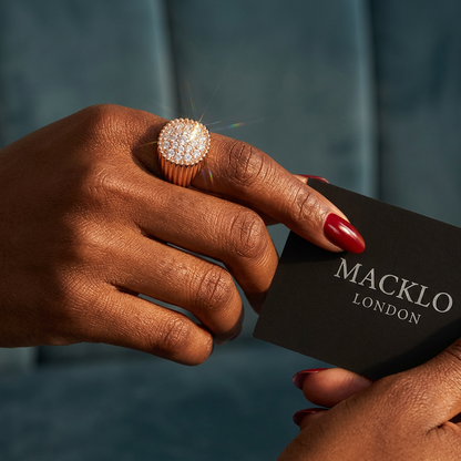 Moissanite Ring Rose Gold Pavé Dome 925 Sterling Silver D Color – The Mayfair Dome | Macklo London